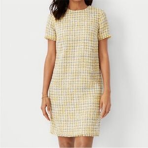 Ann Taylor Yellow Tweed Midi Dress